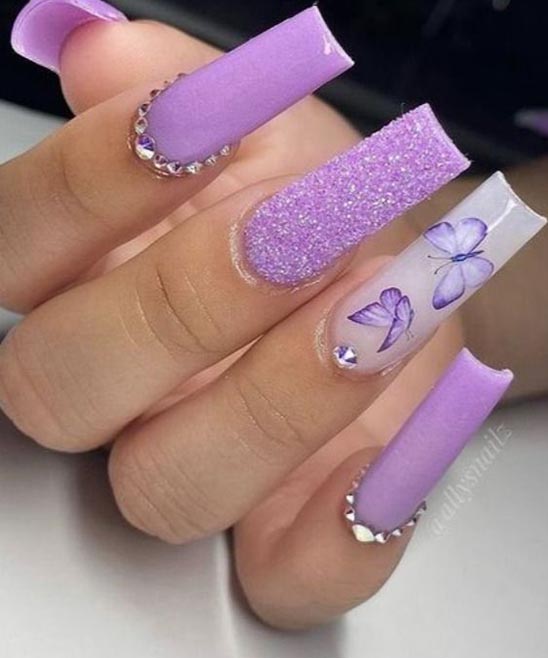 Purple and Yellow Nails