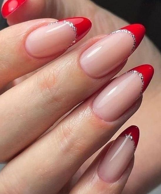 Red Amd Nude Holiday Nails
