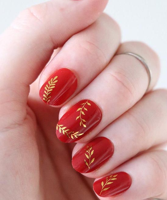 Red Black and Gold Christmas Nails