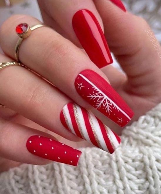 Red Christmas Coffin Nails