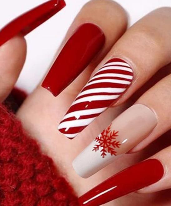 Red Christmas Nails Coffin