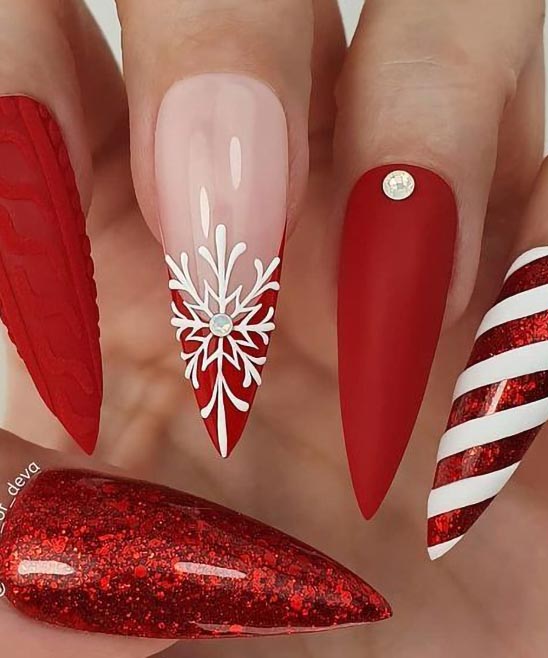 Red Christmas Nails Coffin