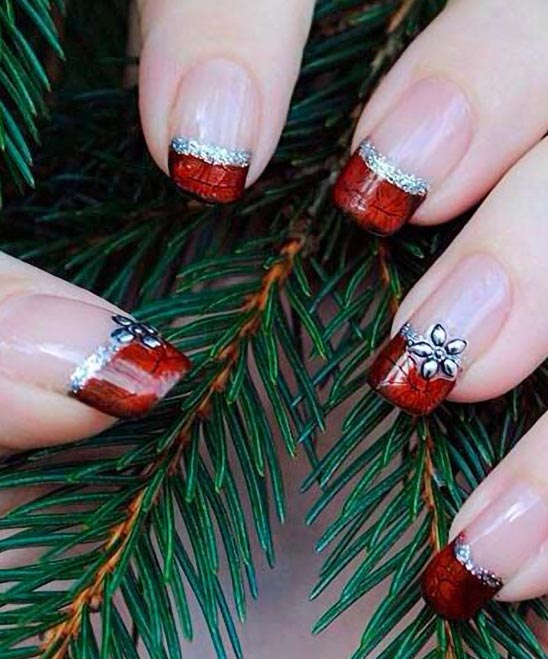 Red French Tip Christmas Nails