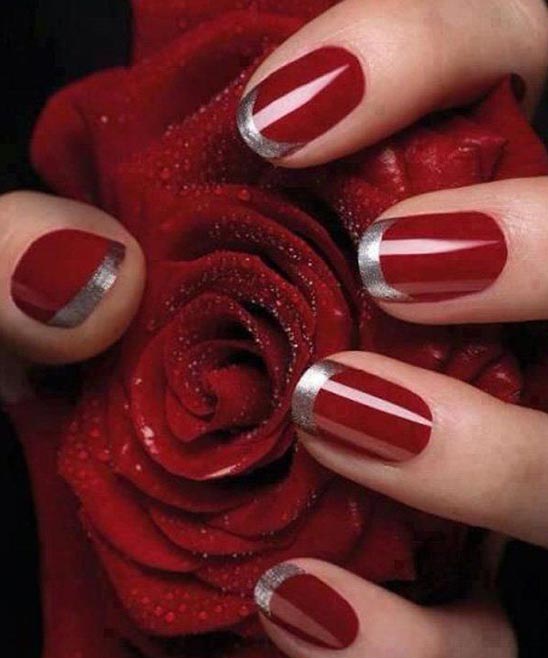 Red French Tip Nails Christmas