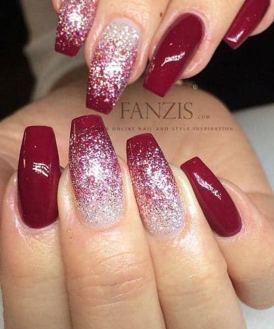 Red Glitter Holiday Nails
