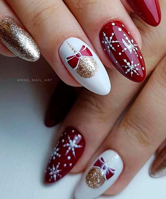 Red Green and White Christmas Nails