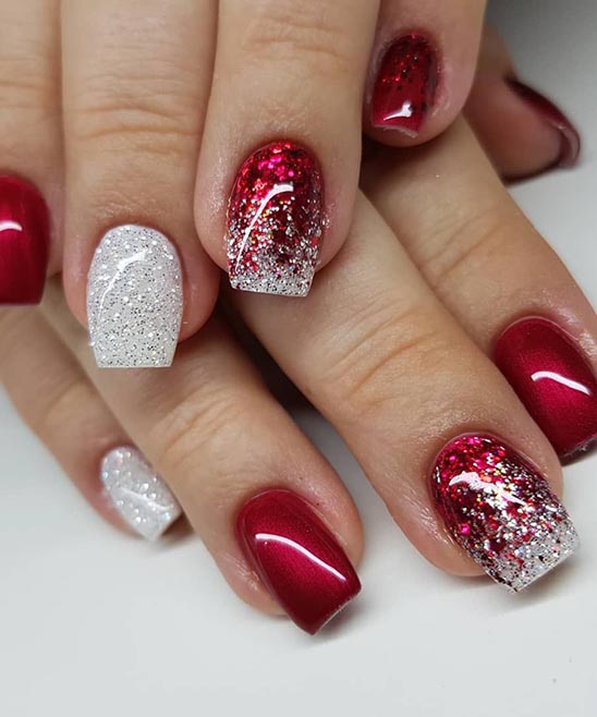 Red Sparkle Christmas Nails
