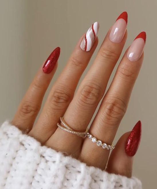 Red Sparkle Holiday Nails