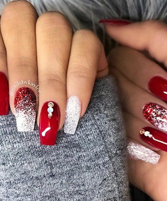 Red White and Green Christmas Nails