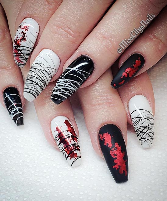 Red White and Silver Christmas Nail Designs