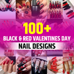 Red and Black Valentines Day Nails