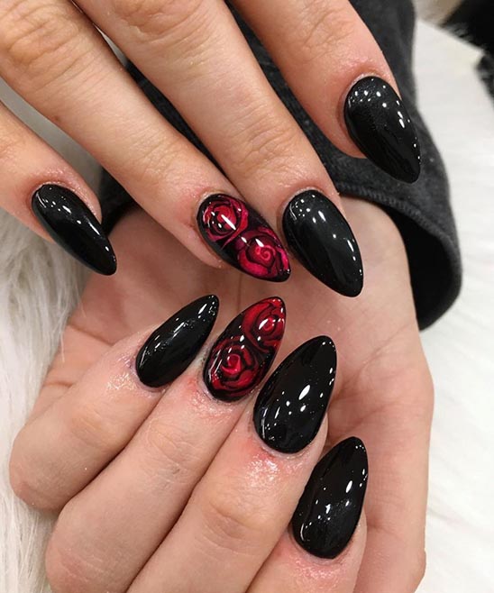 Red and Black Valentines Nails