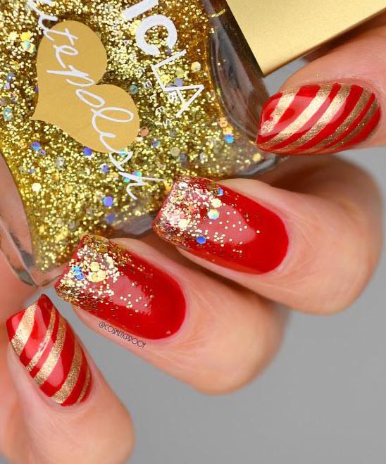 Red and Gold Nails Christmas