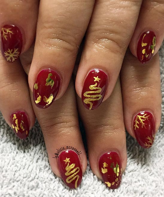 Red and Gold.christmas Nails