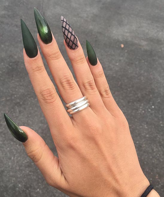 Red and Green Stiletto Nails