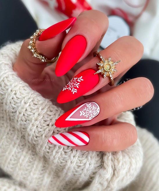 Red and Pink Christmas Nails