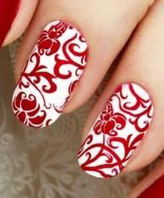 Red and White Christmas Acrylic Nails