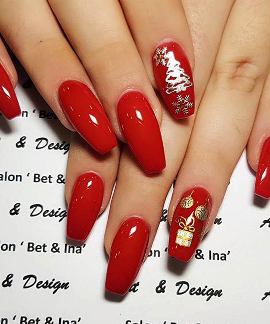 Red and White Christmas Gel Nails