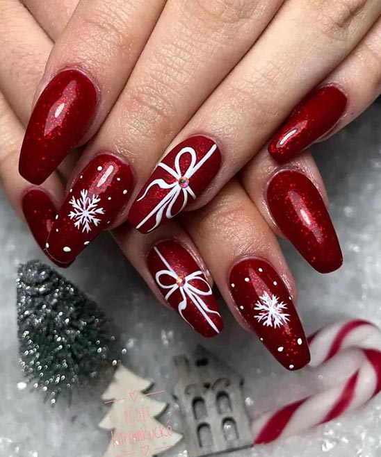 Red and White Christmas Nails