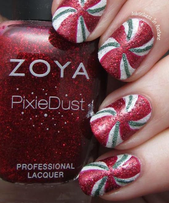 Red and White Christmas Nails