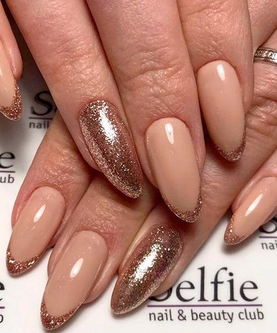 Rose Gold Almond Acrylic Nails