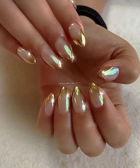 Golden Touch Shimmering Almond Shaped Nails TailoringinHindi Rose Gold Almond Nail Designs