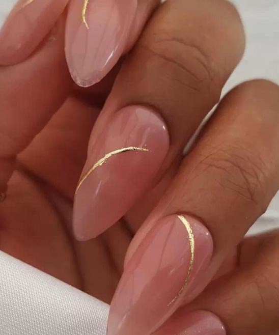Rose Gold Short Almond Nails