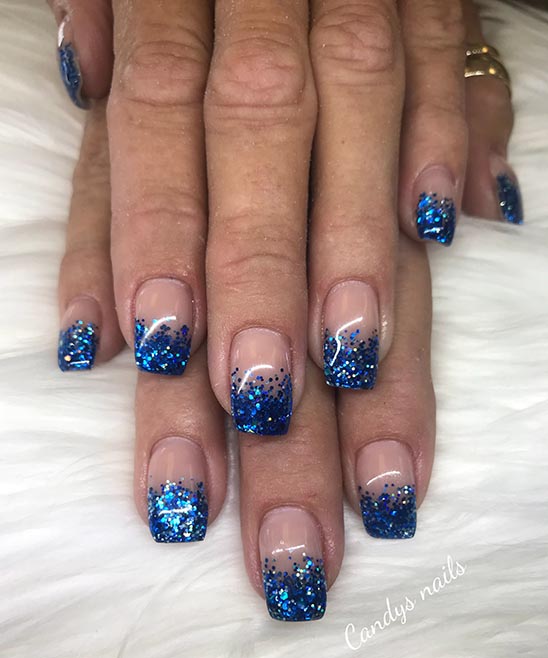 Rose Gold and Navy Blue Nails