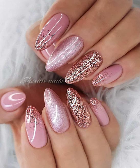 Rose Gold and Pink Ombre Nails
