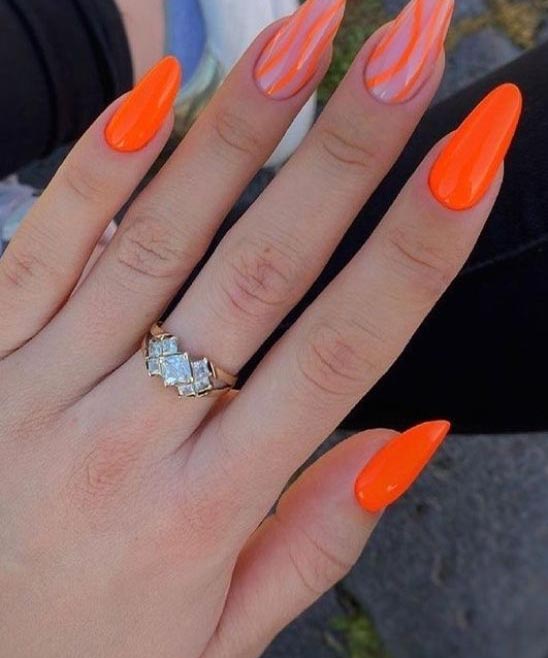 Royal Blue and Orange Nails