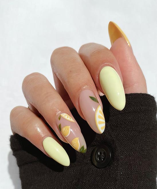 Short Almond Nails Yellow