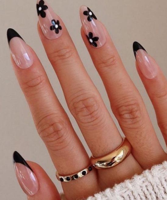Short Black Acrylic Nails With Design