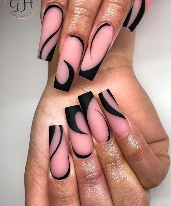 Short Black Coffin Nail Designs