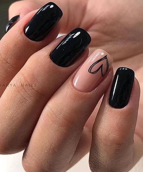 Short Black Nails Design