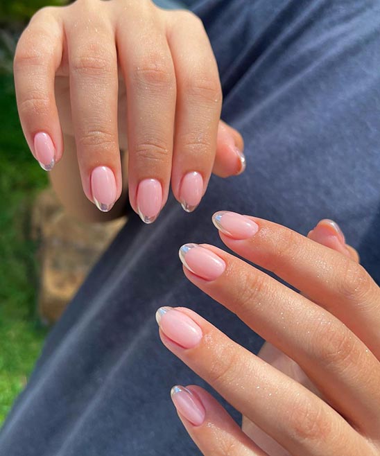 Short French Tip Nails Oval