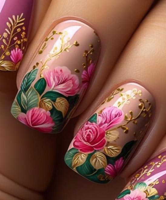 Short Nail Flower Designs