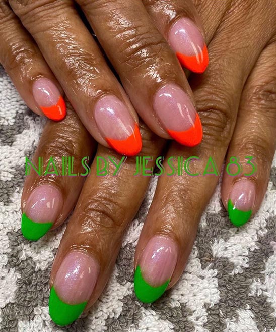 Short Neon French Tip Nails