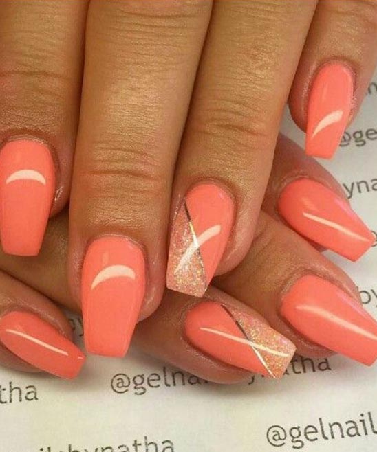 Short Orange Nails Design