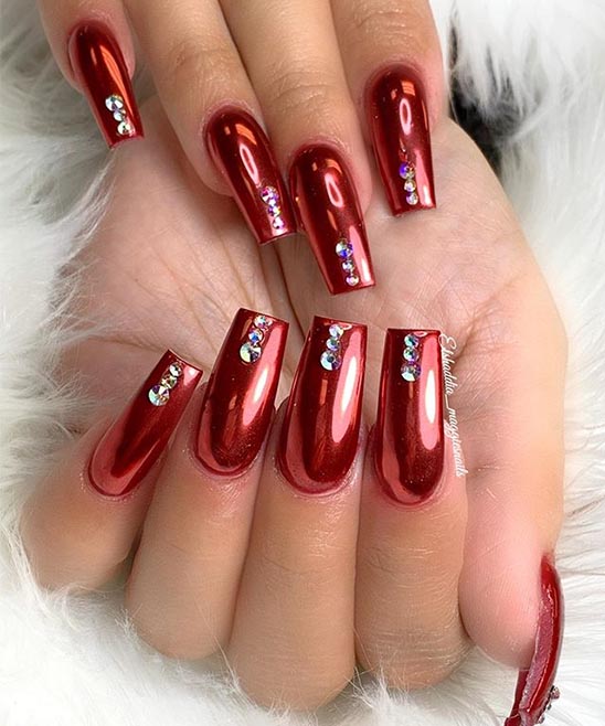 Short Red Christmas Nails
