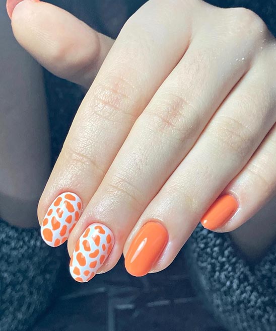Short Summer Orange Nails