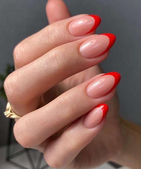 Shortombre Oval French Tip Nails
