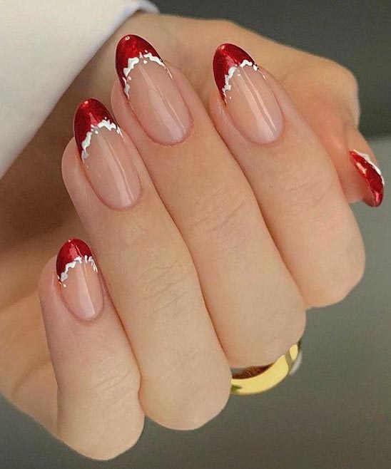 Silver and Red Christmas Nails