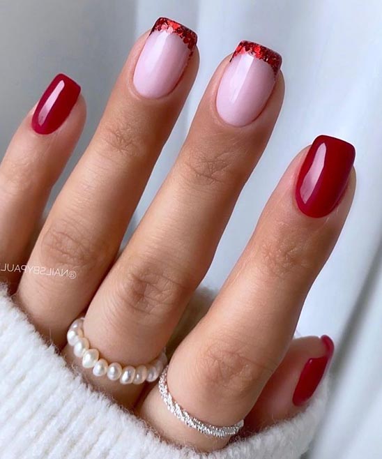 Simple Christmas Nails French Tip