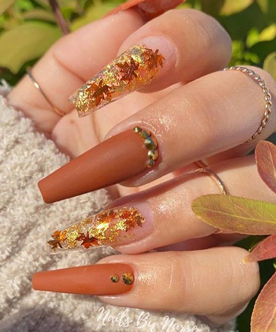 Simple Fall Coffin Nail Designs