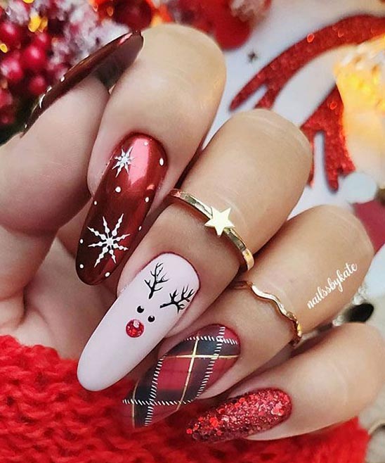 Simple Holiday Nails Dark Red