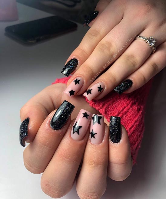 Simple Moon and Star Nails