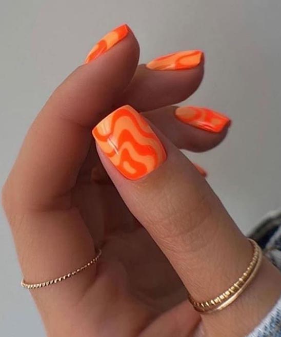 Simple Orange and Black Nail Designs