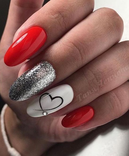 Simple Red Valentines Day Nails