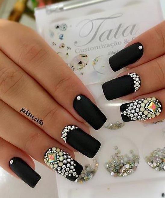 Simple Rhinestone Nails