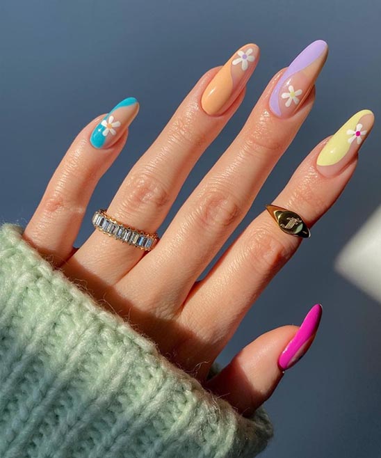 Simple Spring Almond Nails